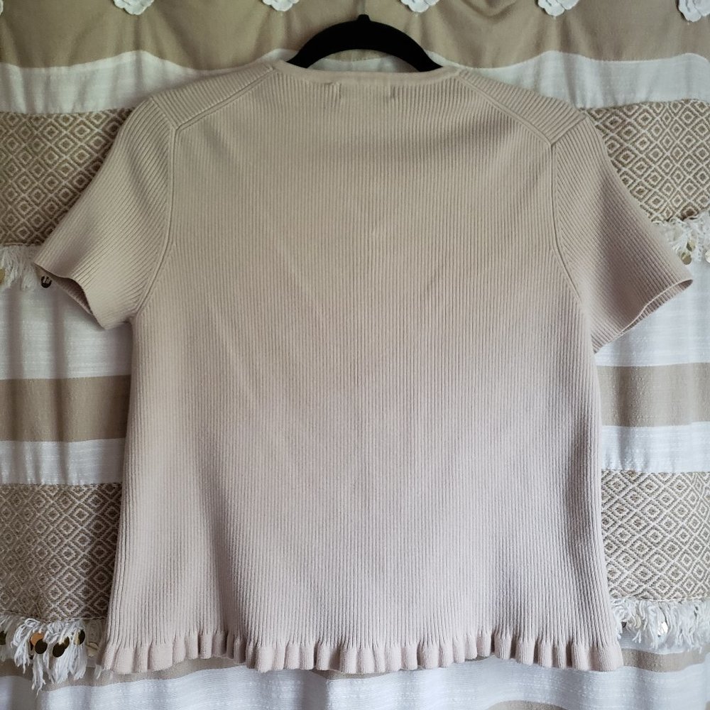 J. Khaki | Button Rib Mini Ruffle Short Sleeve Top - Picture 2 of 6